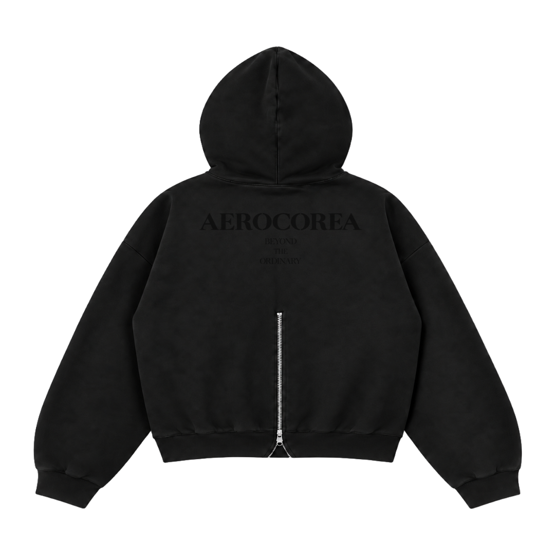 No.05 Crop Hood Zip-up — Black