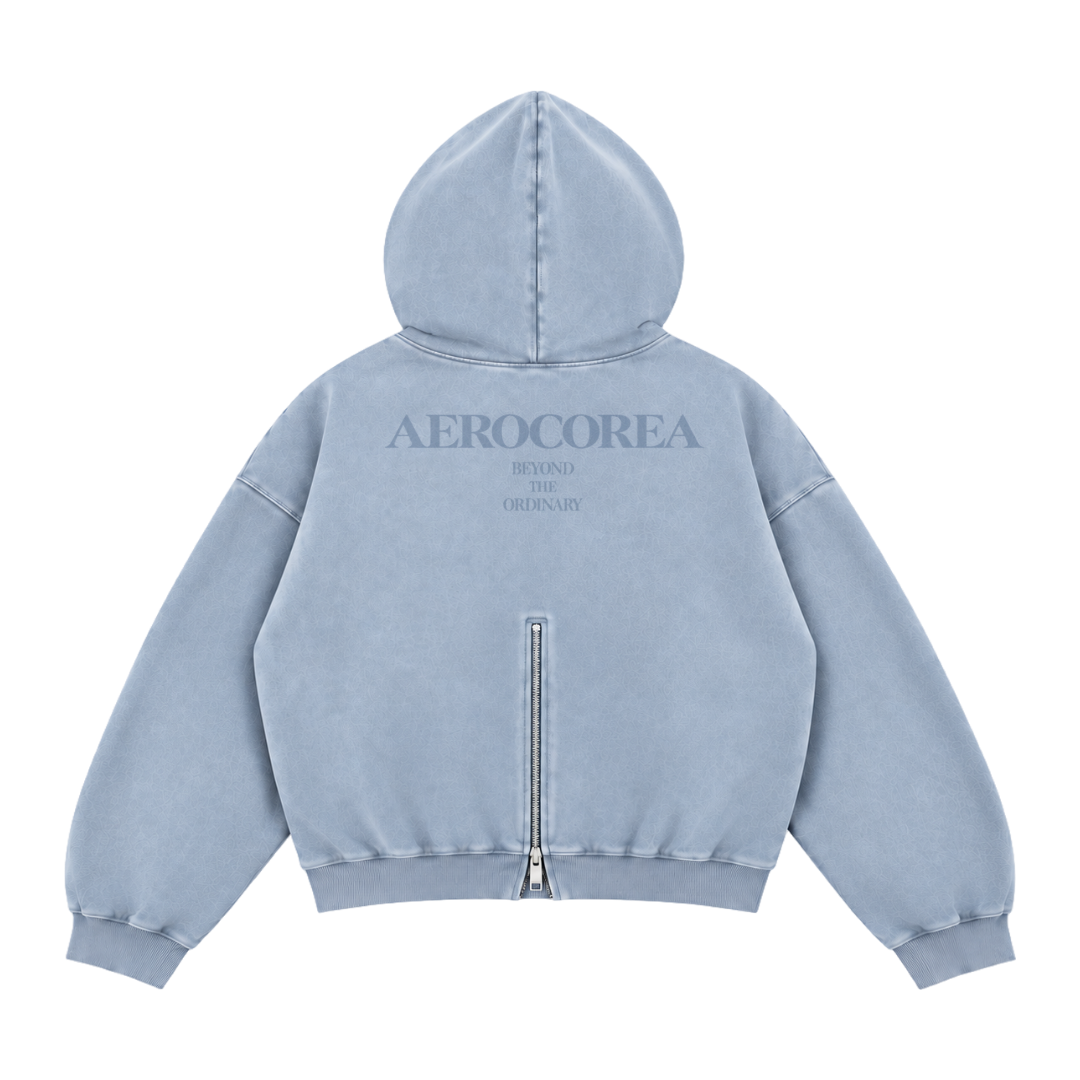 No.07 Crop Hood Zip-up — Denim