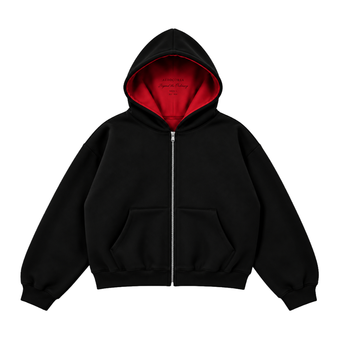 No.08 Deep Hood Zip-up — Red