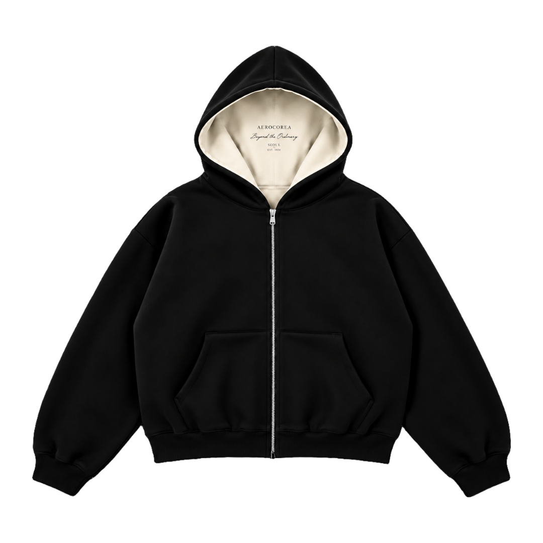 No.10 Deep Hood Zip-up — Cream